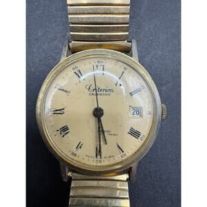 Vintage Criterion Calendar Antimagnetic Date Watch 10k GF Top Caps Stretch Band